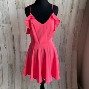 Amanda Uprichard Size Small Short Pink Party Dress 100% Silk Dainty Sleeve Lined